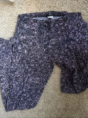 Purple and Black Floral Knit Pants